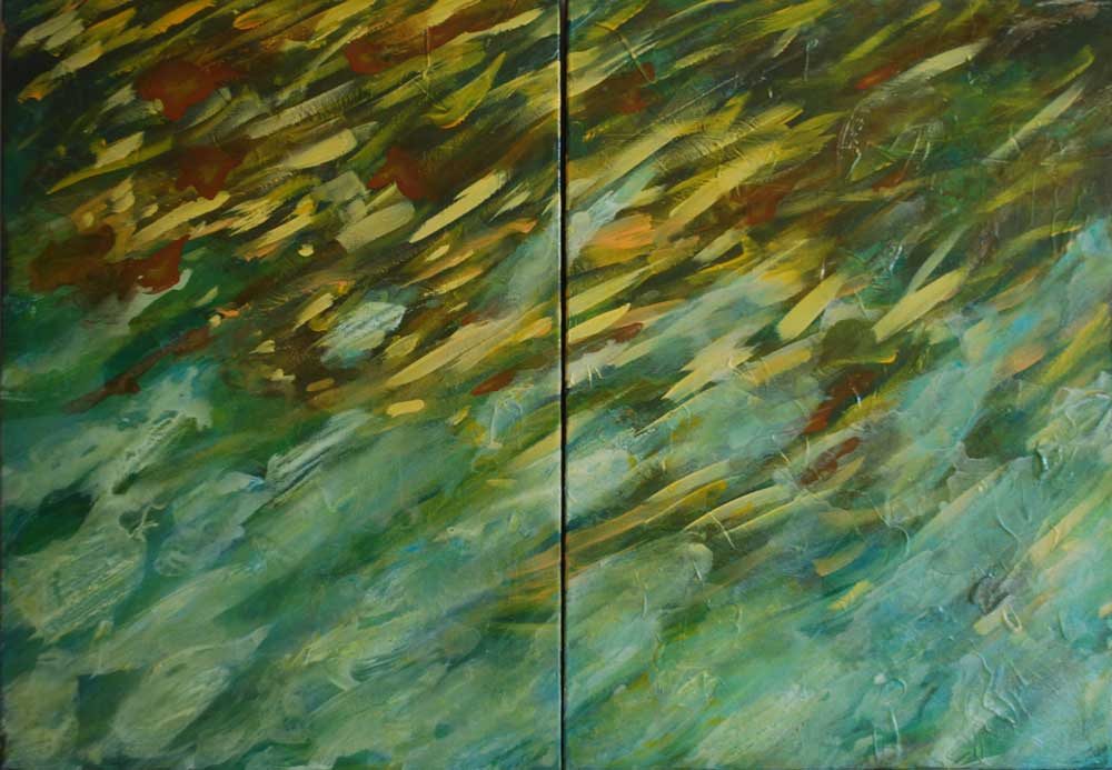8 acrylique sur toile diptyque 2 toiles de 70 x 50 cm total 70 x 100 cm